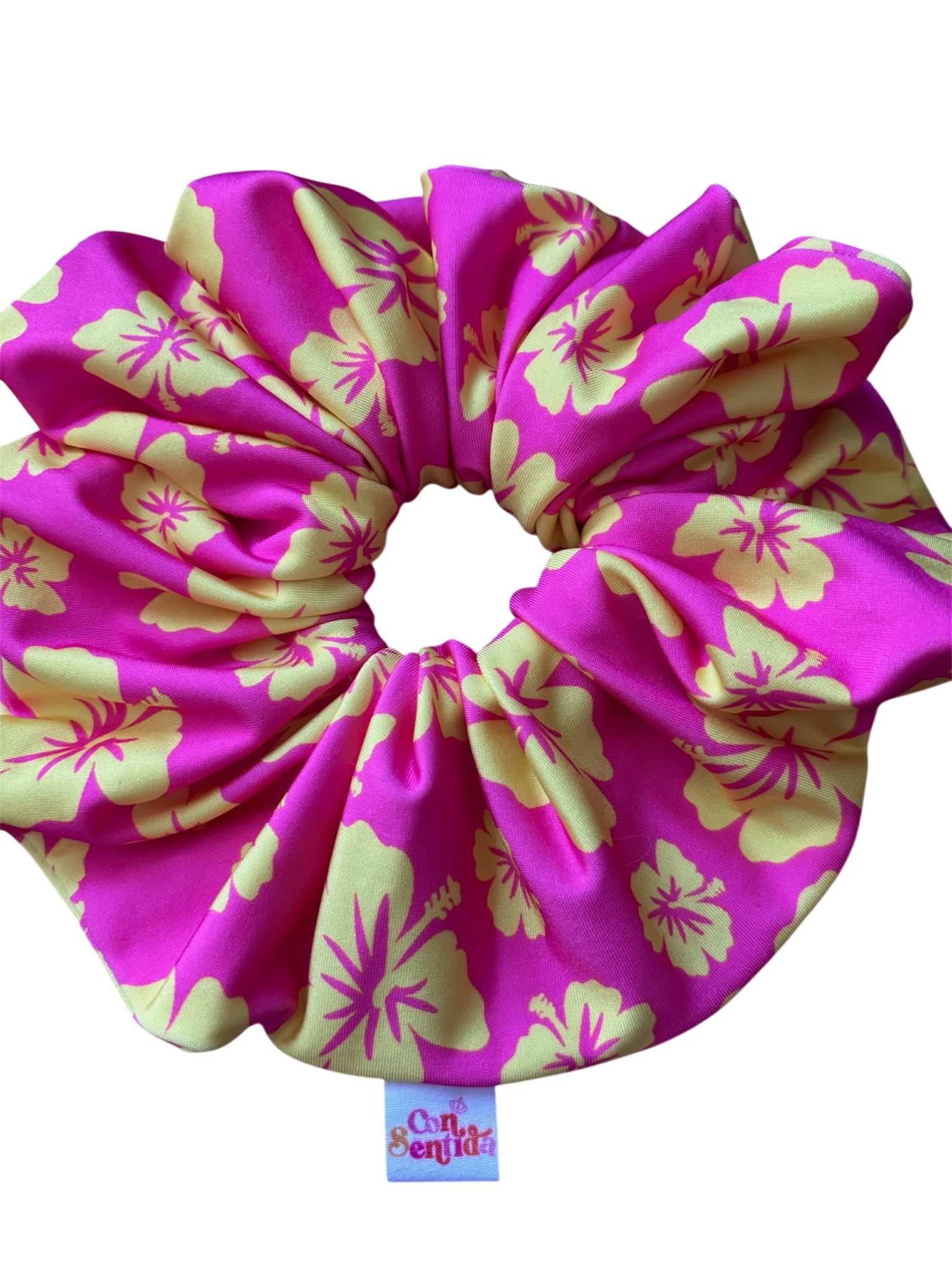 Maxi colet fucsia flores hawaianas amarillo